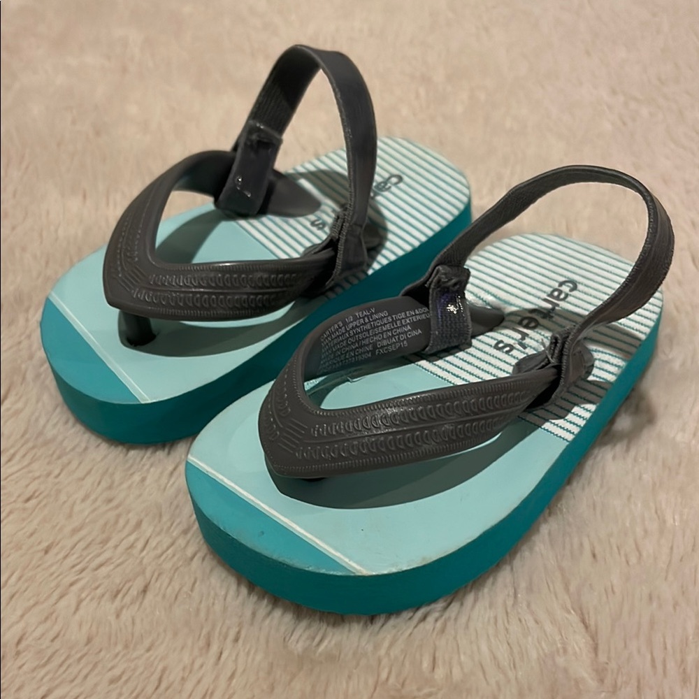 Carter’s Aqua and Charcoal Flip Flops